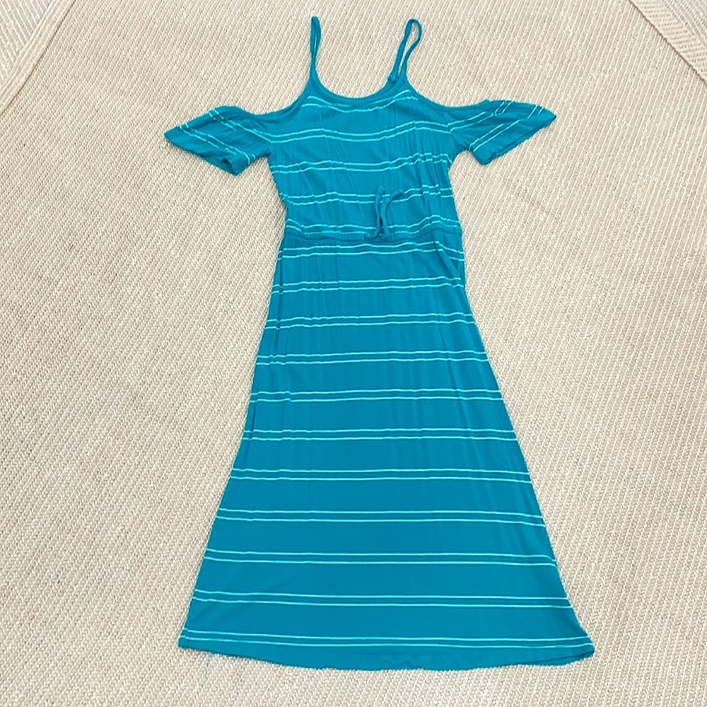 Old Navy Teal Shoulder Cut Dress